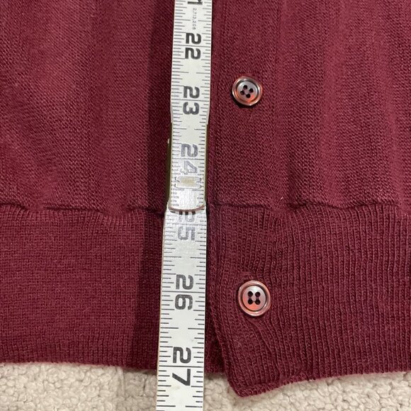 Vintage Sears Cardigan Sweater Mens Large Burgundy Zefran Acrylic Grandpa 1970s - Picture 8 of 8